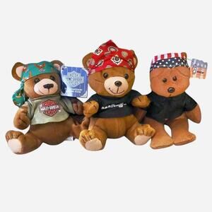 Harley Davidson bandana bear plush lot toys biker